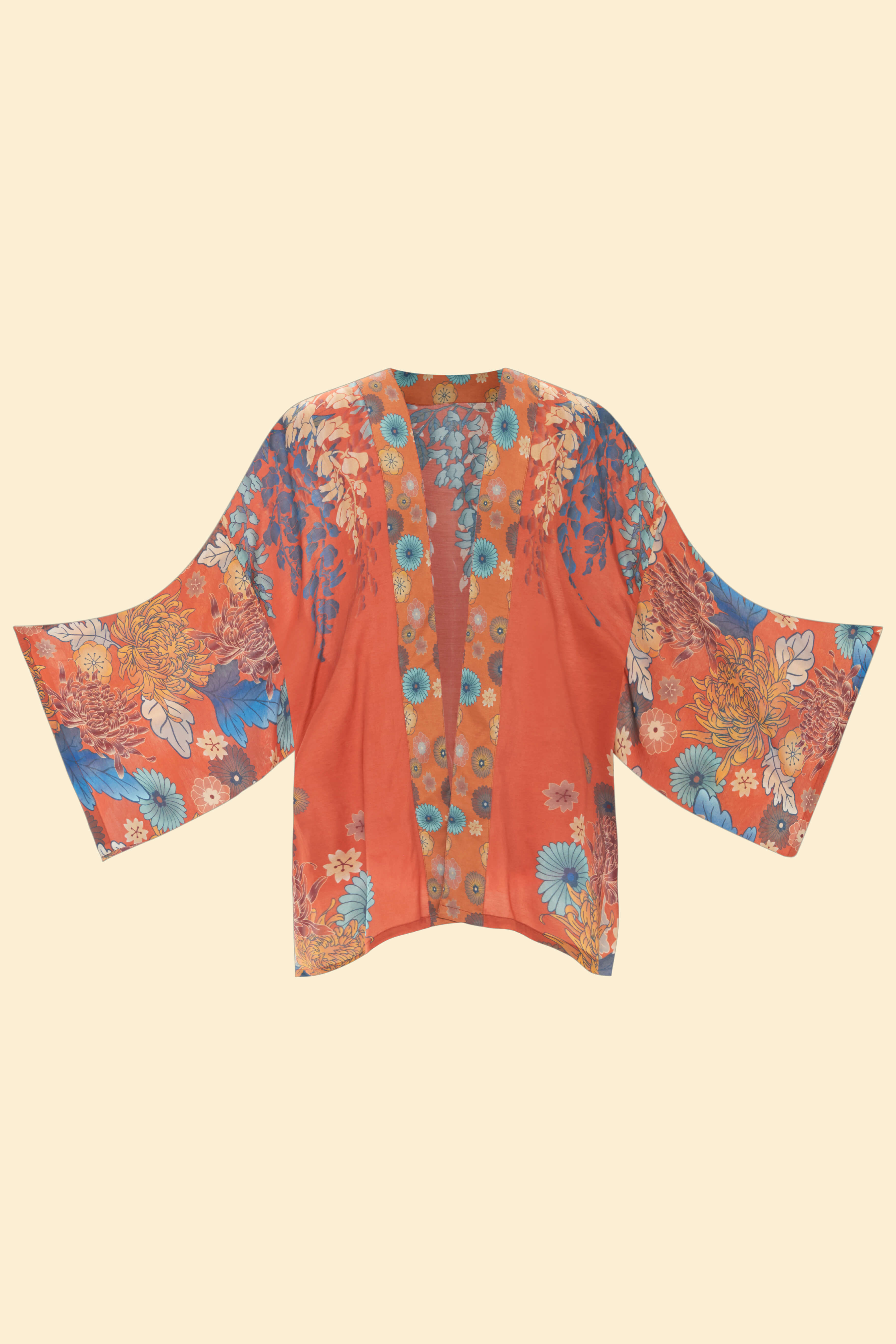 Trailing Wisteria Kimono Jacket - Terracotta