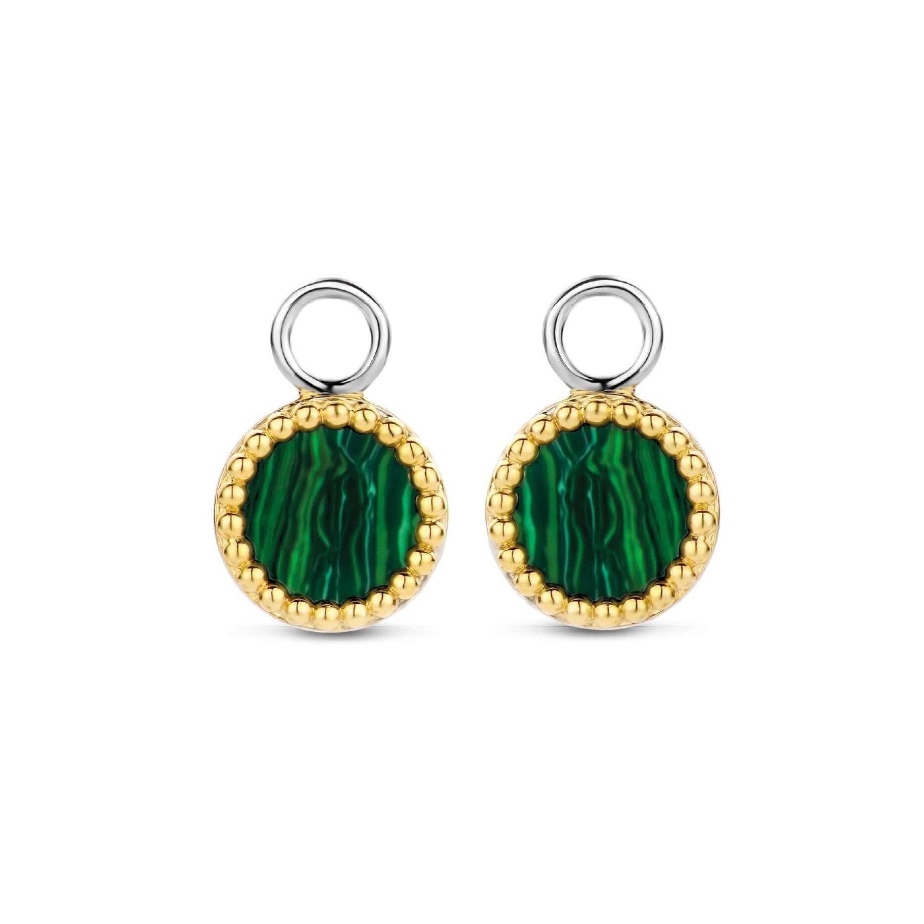 Green Stone Gold Plated Bubble Setting Ear Charm