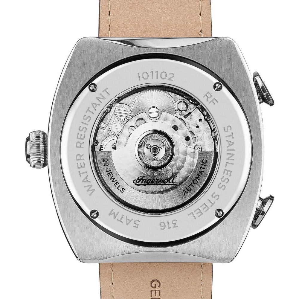 Mens The Michigan Automatic Watch with Black Dial and Black Leather Strap