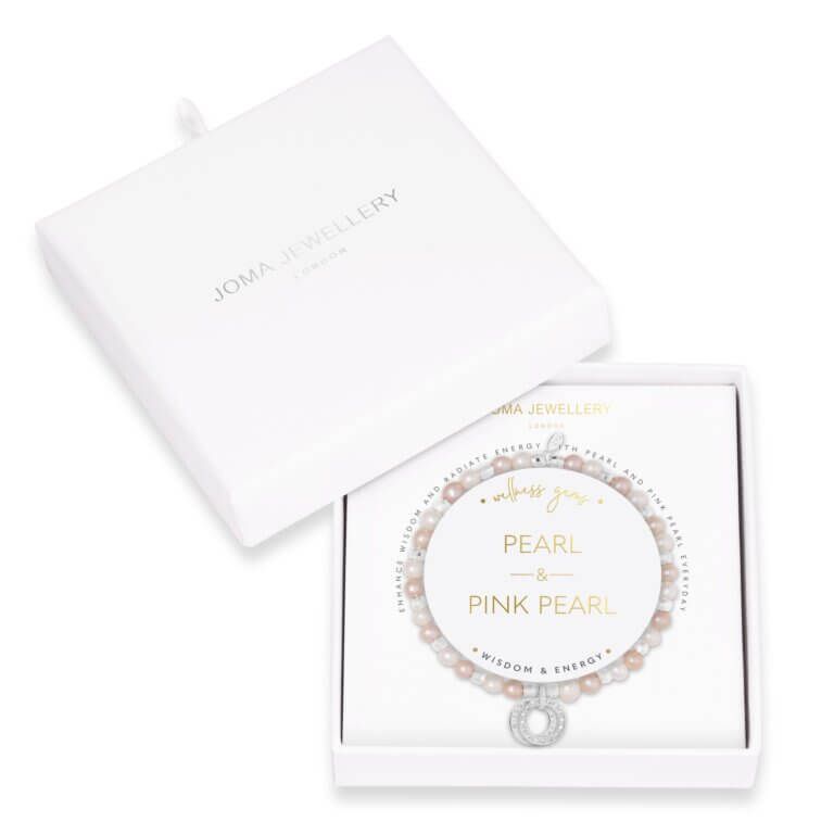 Wellness Gems | Silver | Pearl And Pink Pearl Bracelet | 17.5cm Stretch