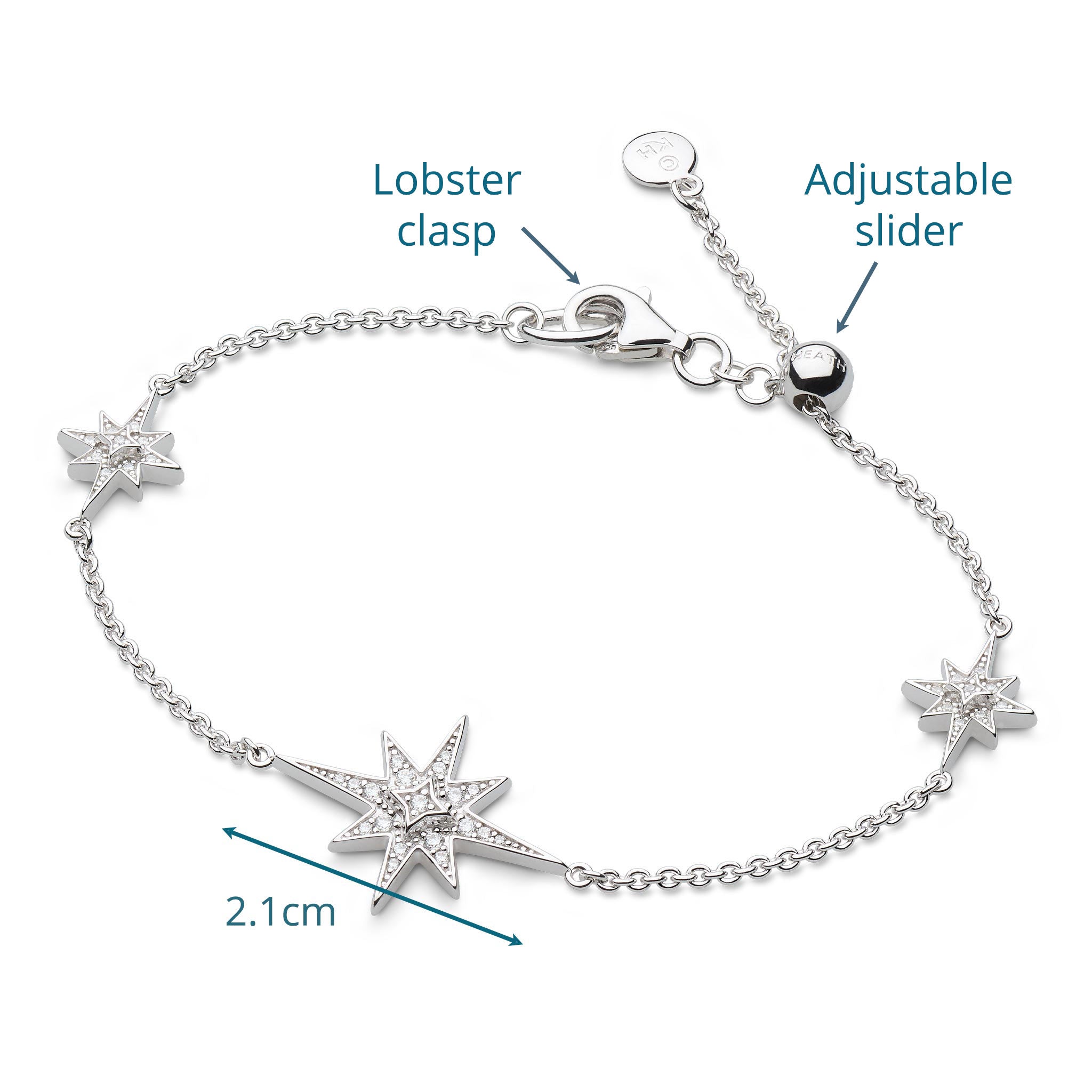 Céleste North Star CZ RP Station 7″ Slider Bracelet