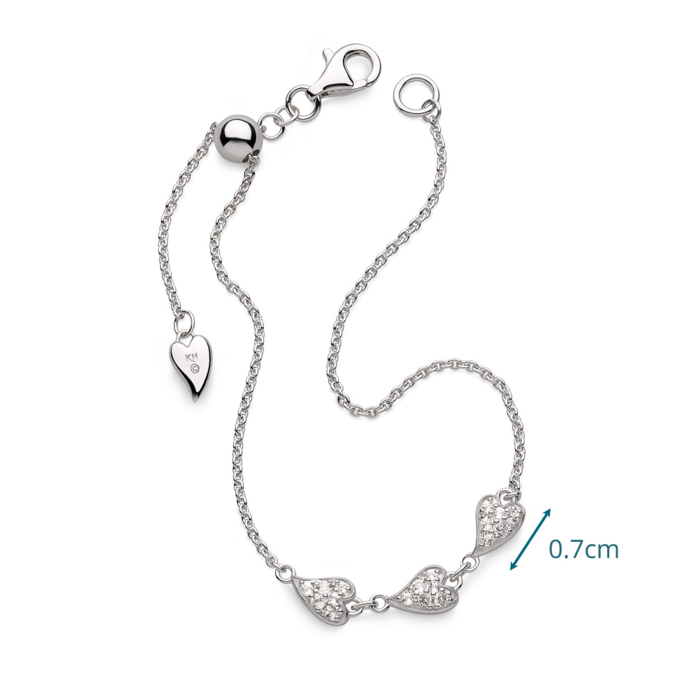 Desire Kiss Precious Pave Heart Triplet Slider Bracelet