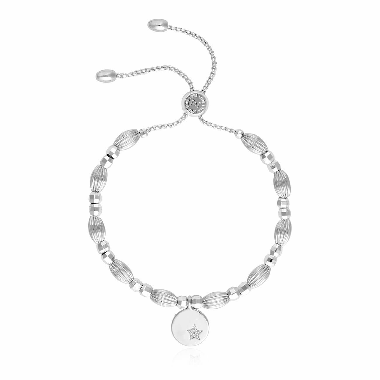Bracelet Bar Star Disc Silver Adjustable Bracelet