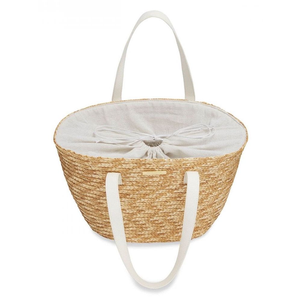 Amelia Straw Day Bag | White | 26 X 45 X 24cm