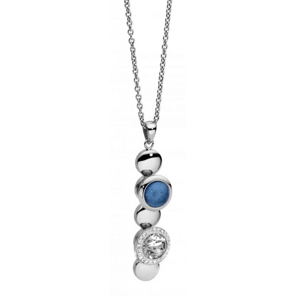 Famosa Stainless Steel Five Vertical Circle Pendant Womens Necklace