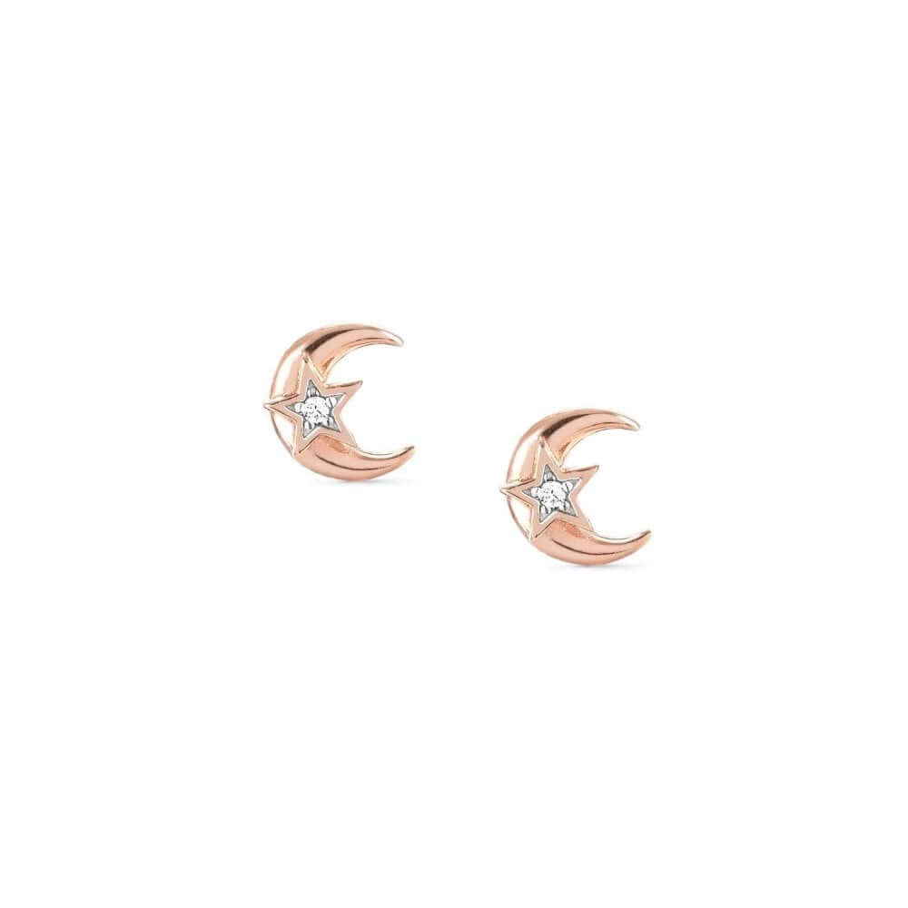 Sweetrock Romance Rose Gold Plated Moon Stud Earrings