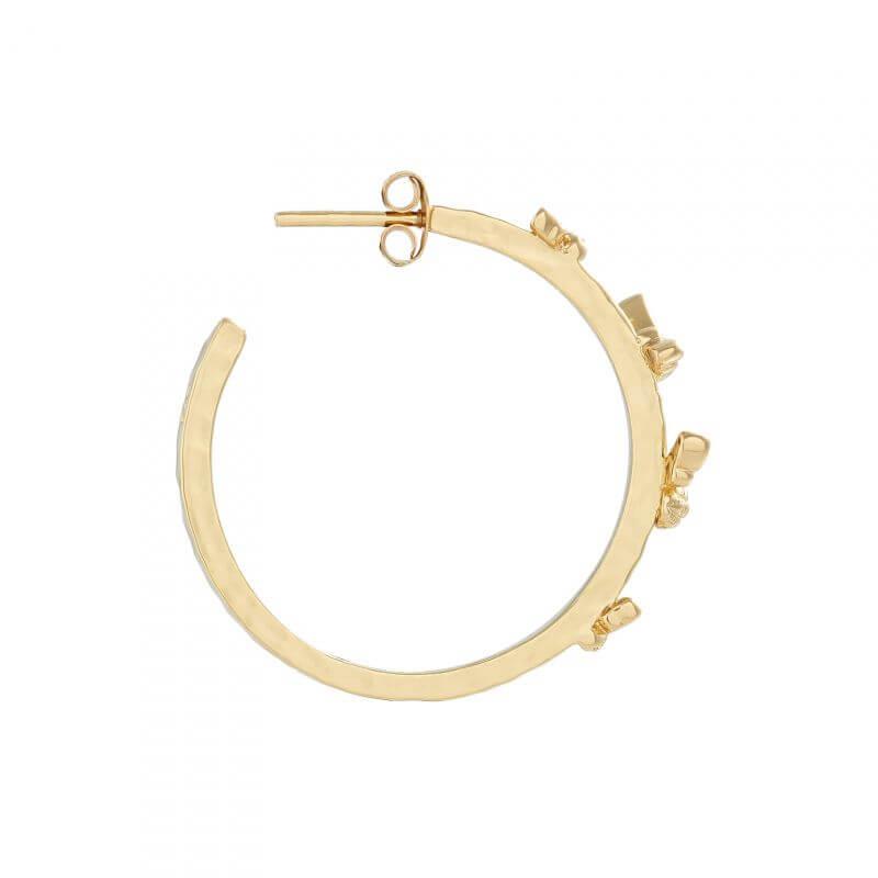 Gold Tone Lucky Bee Open Hoop Earrings