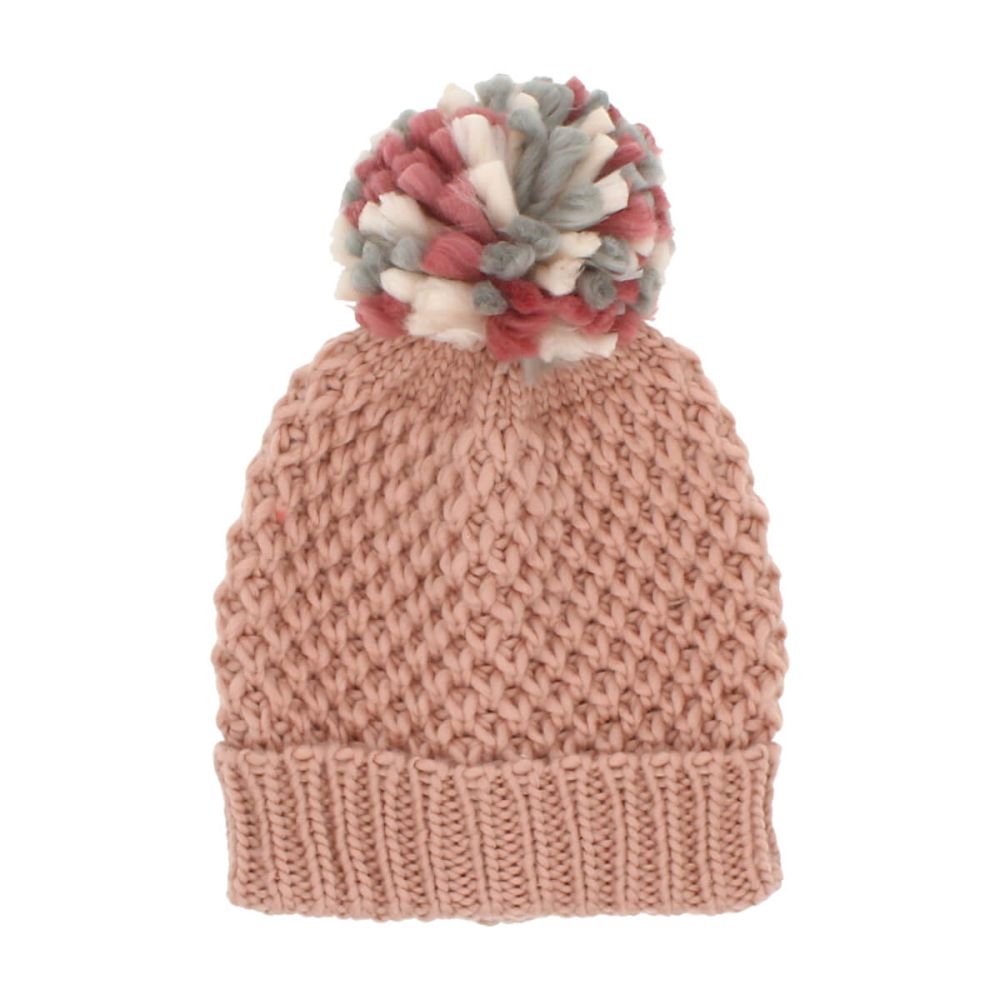 Sara Pink Knitted Pom Pom Hat