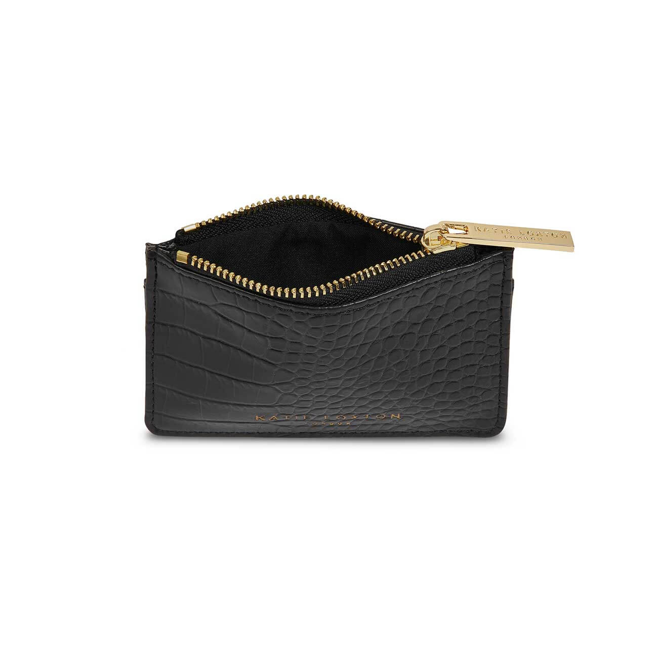Celine Faux Croc Card Holder | Black