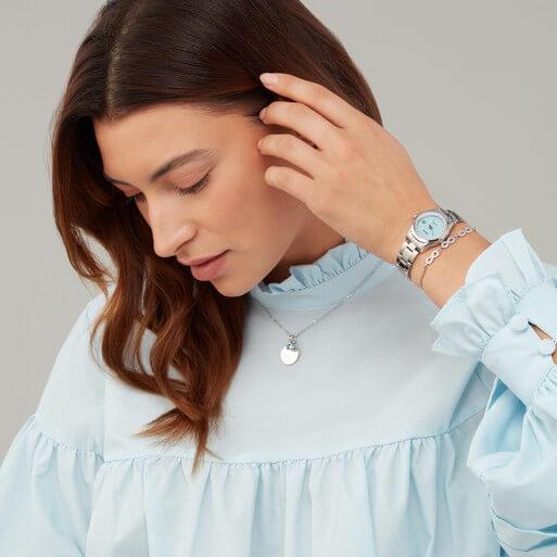 Catherine Blue Dial With Silver Case & SS Bracelet