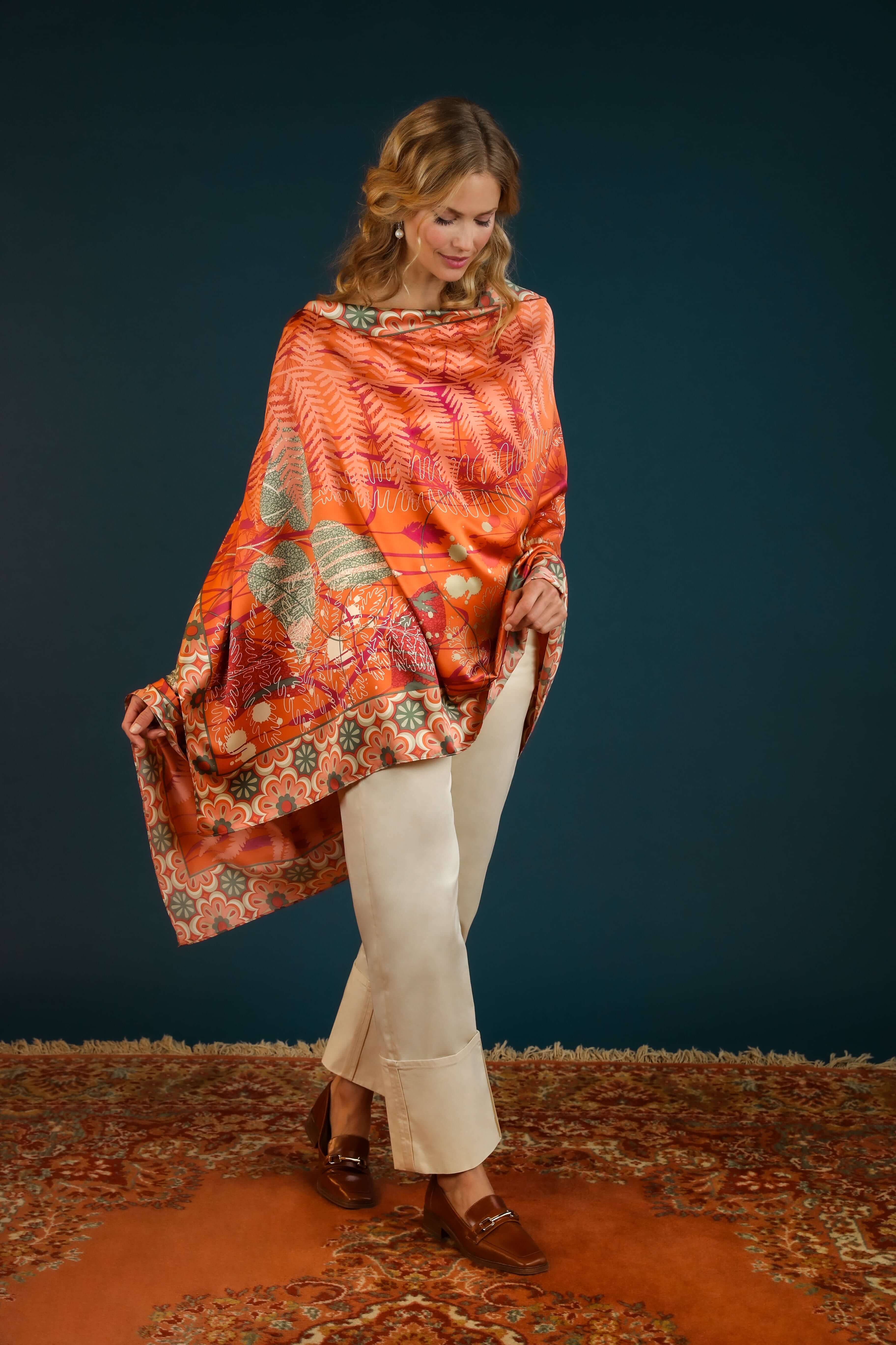 Freehand Forest Long Satin Print Scarf