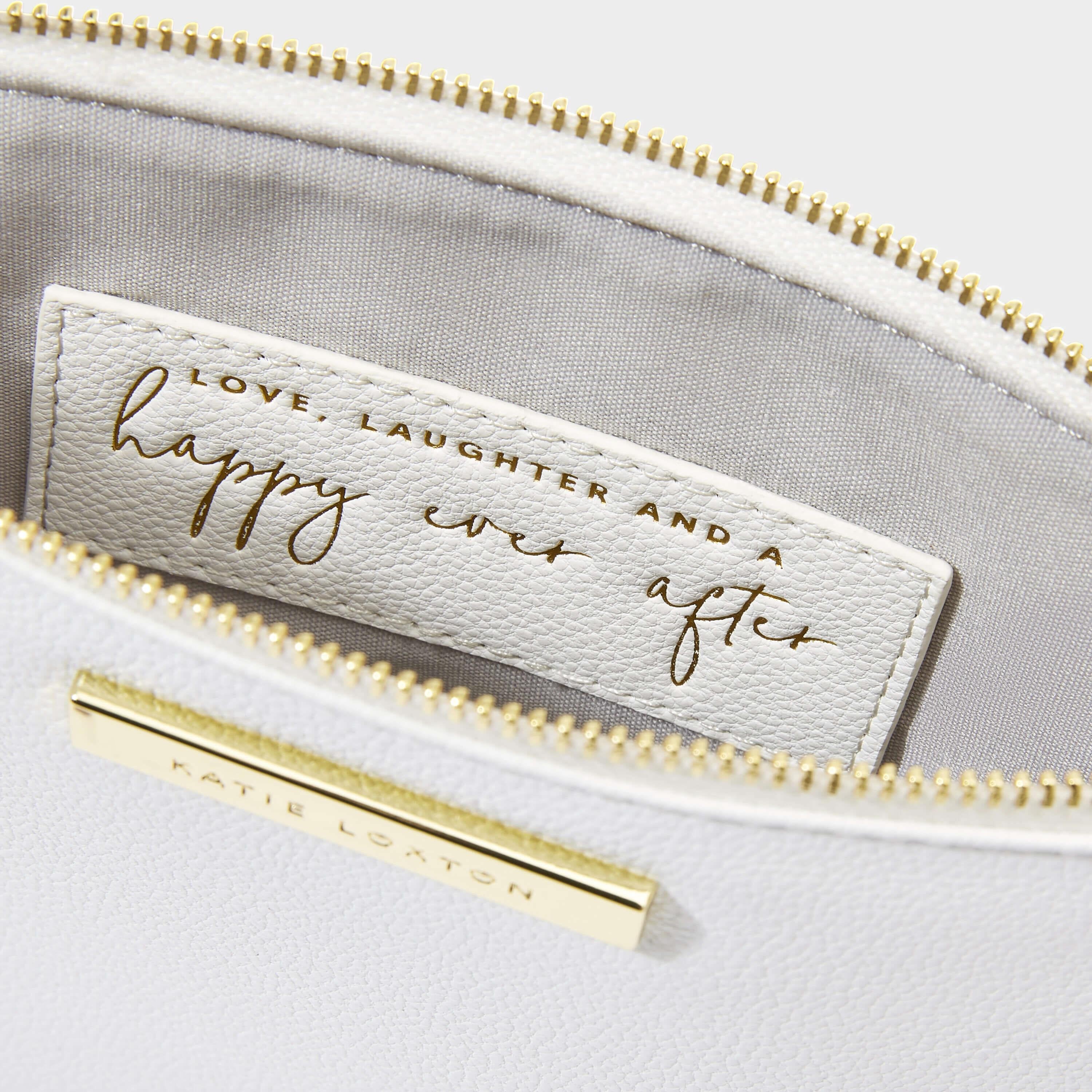Bridal Semi-Precious Stone Pouch | Love, Laughter And A Happy Ever After |  White/ Pearl  16 X 24 X 1.5cm