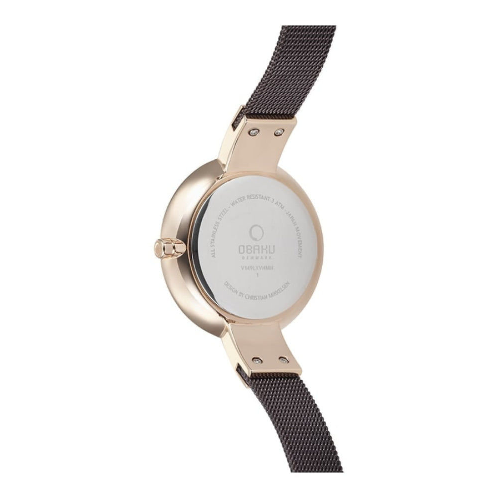 SOL - WALNUT Rose Gold Plated Mesh Bracelet Watch