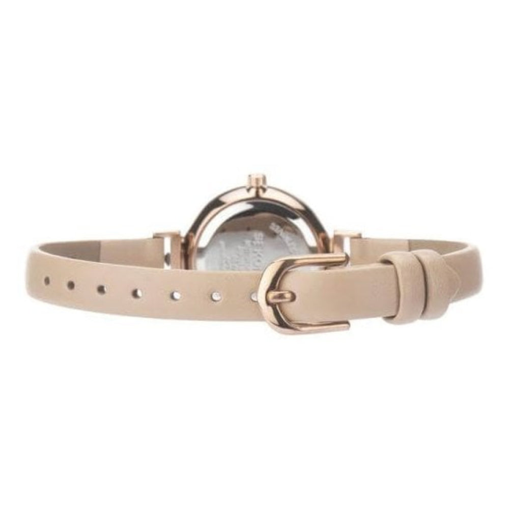 Rose Gold Plated Case With Rose Dial & Nude Leather Strap Ladies Watch