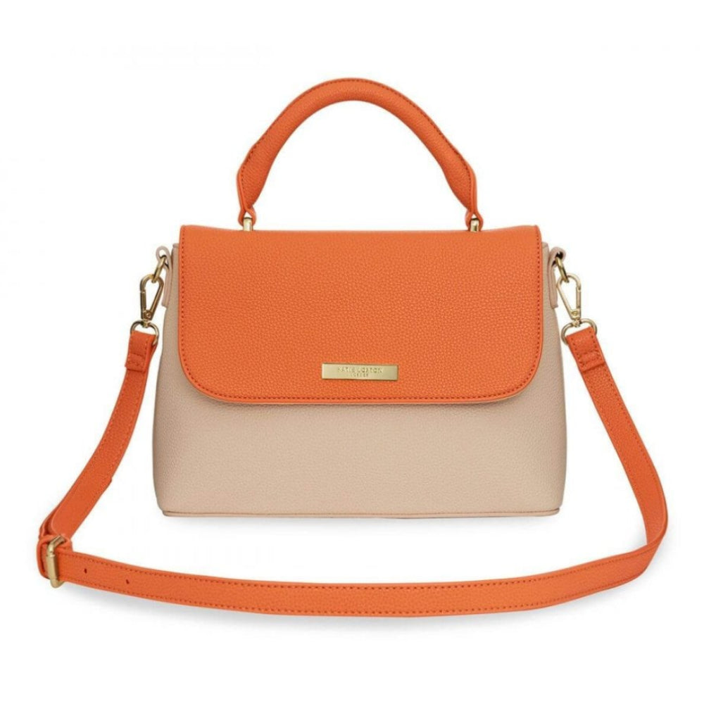 Talia Two Tone Messenger Bag | Burnt Orange And Tan | 19.5 X 24.5 X 8cm