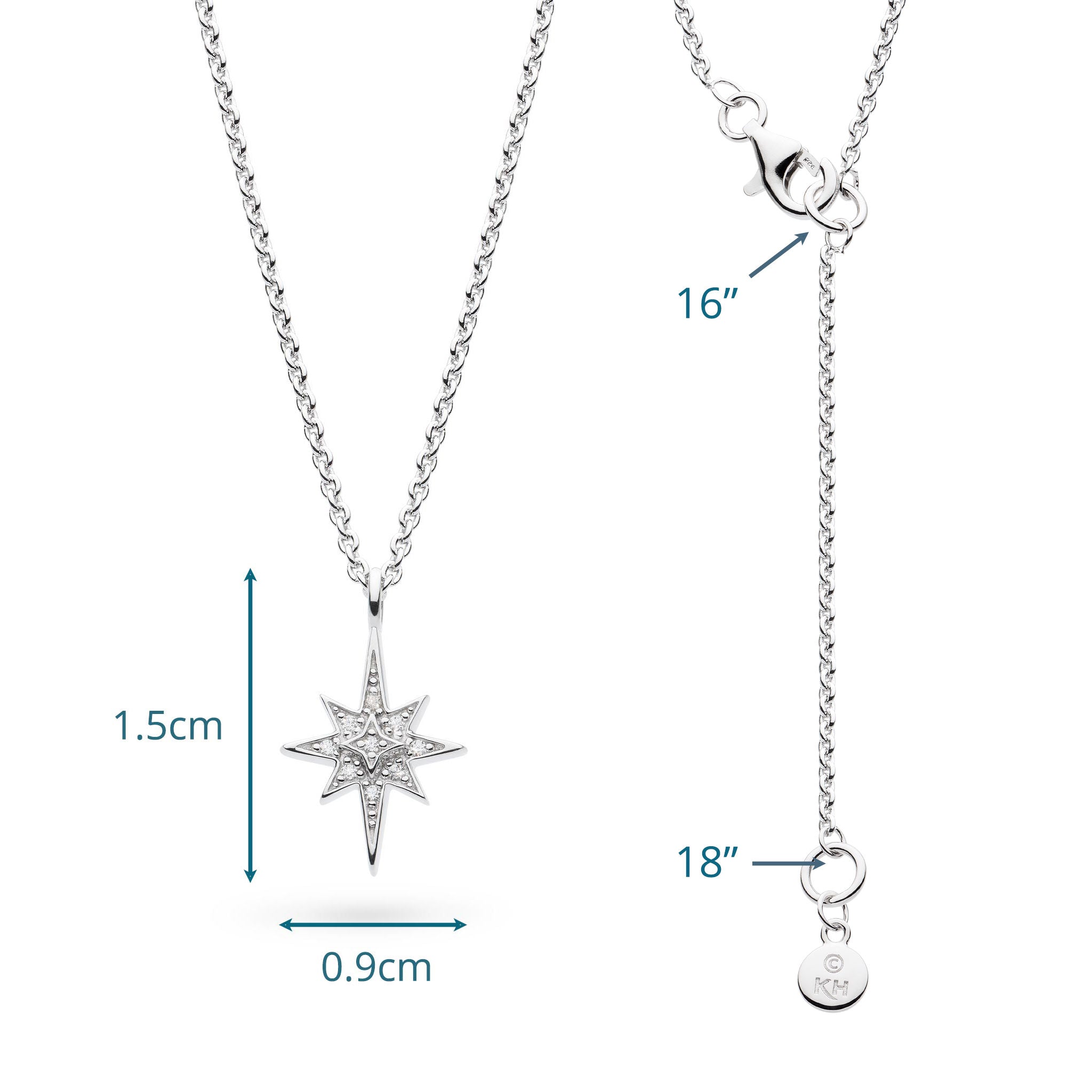 Céleste North Star CZ RP Petite 18″ Necklace
