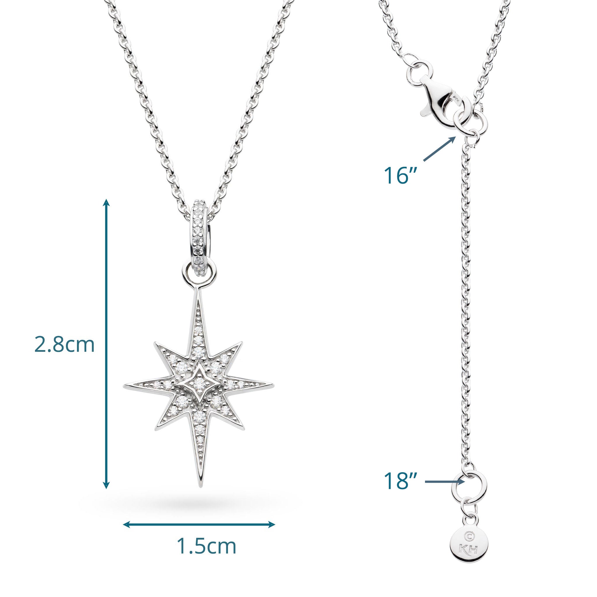 Céleste North Star CZ RP Midi 18″ Necklace