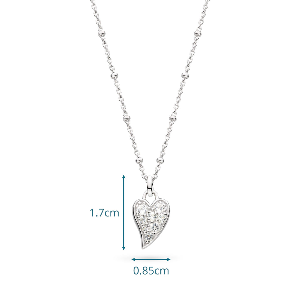 Desire Kiss Precious Pave WT Heart Ball Chain Necklace
