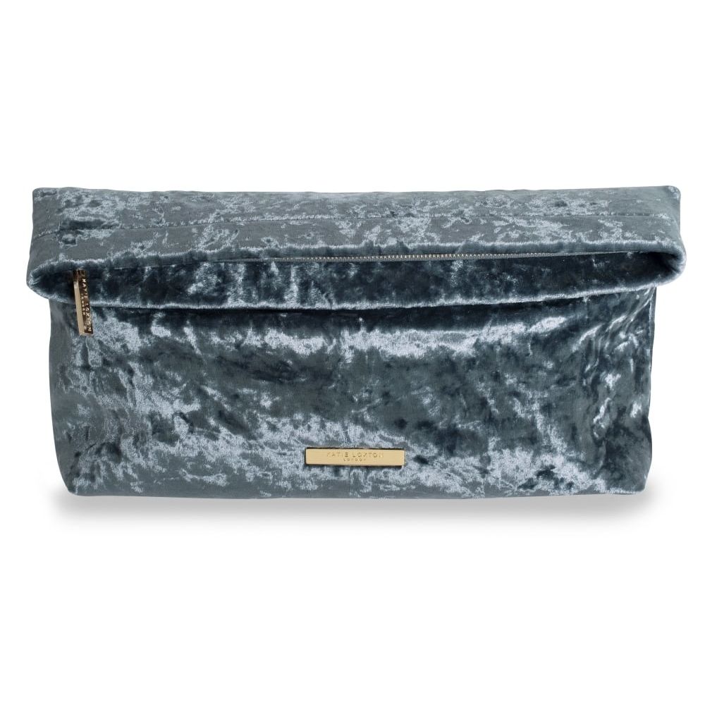 VALENTINA VELVET CLUTCH - crushed blue - 23.5x29x7cm