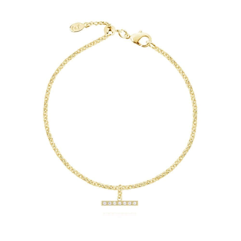 Demi | Gold | Pave Bar Drop Bracelet | Bracelet | 19cm Adjustable