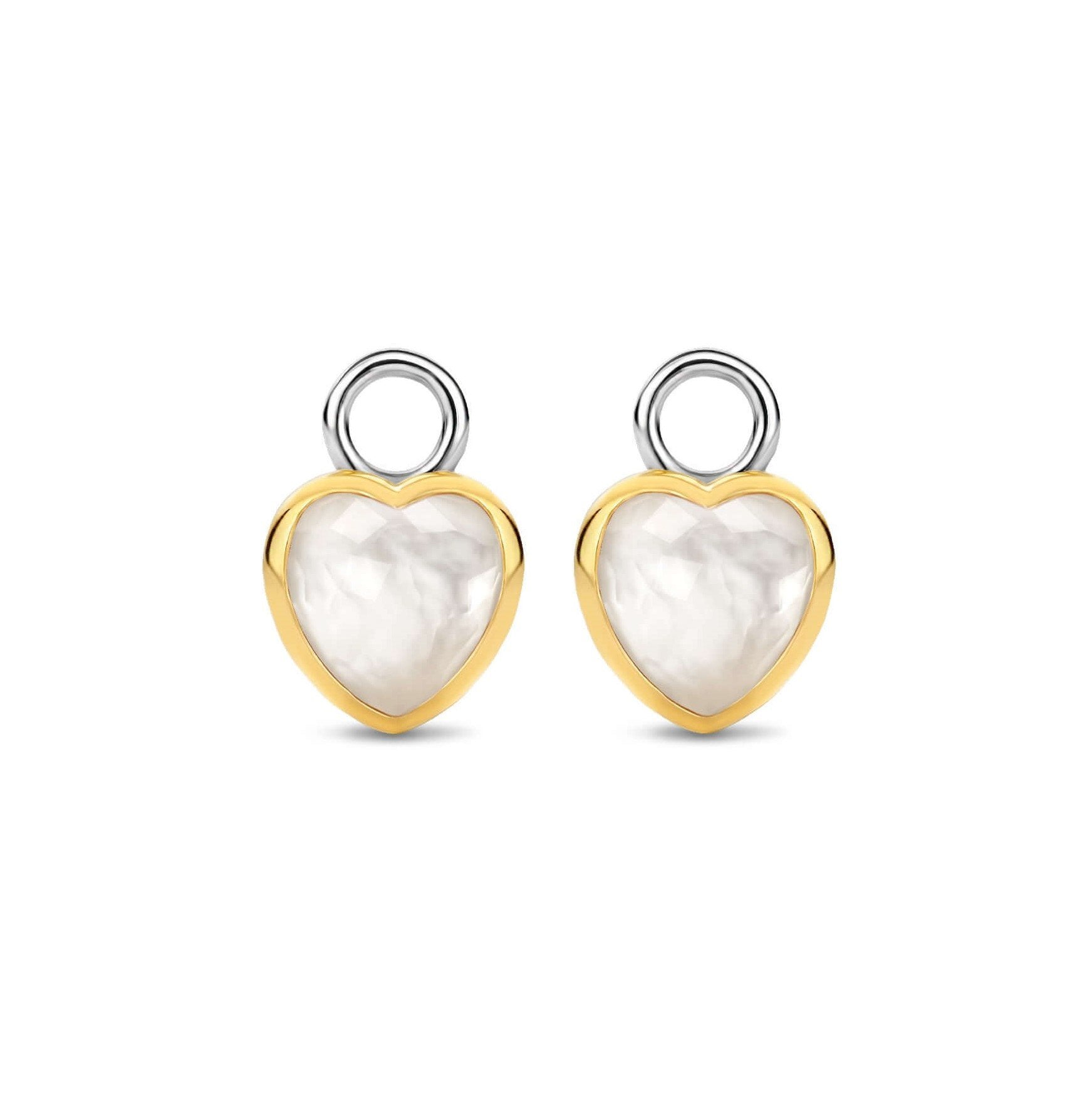 Gold Plated Silver Double Sided Heart Stone Set Ear Charm