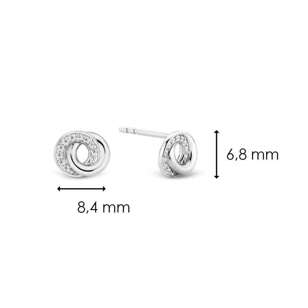 infinity Shape Silver CZ Stud Earrings