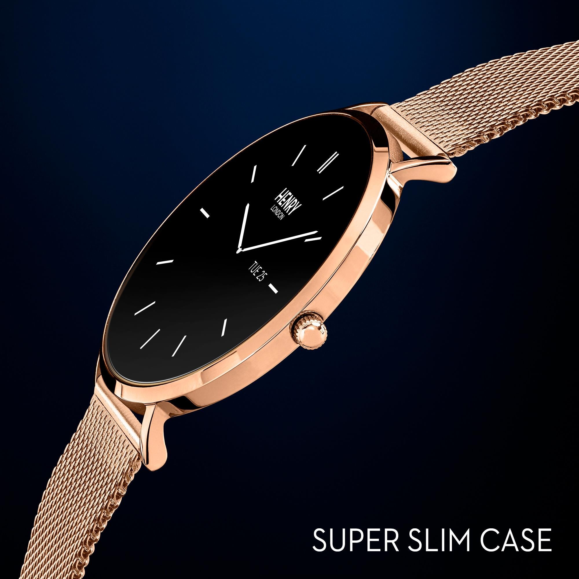 Smart Amoled Rose Gold Mesh Strap Watch