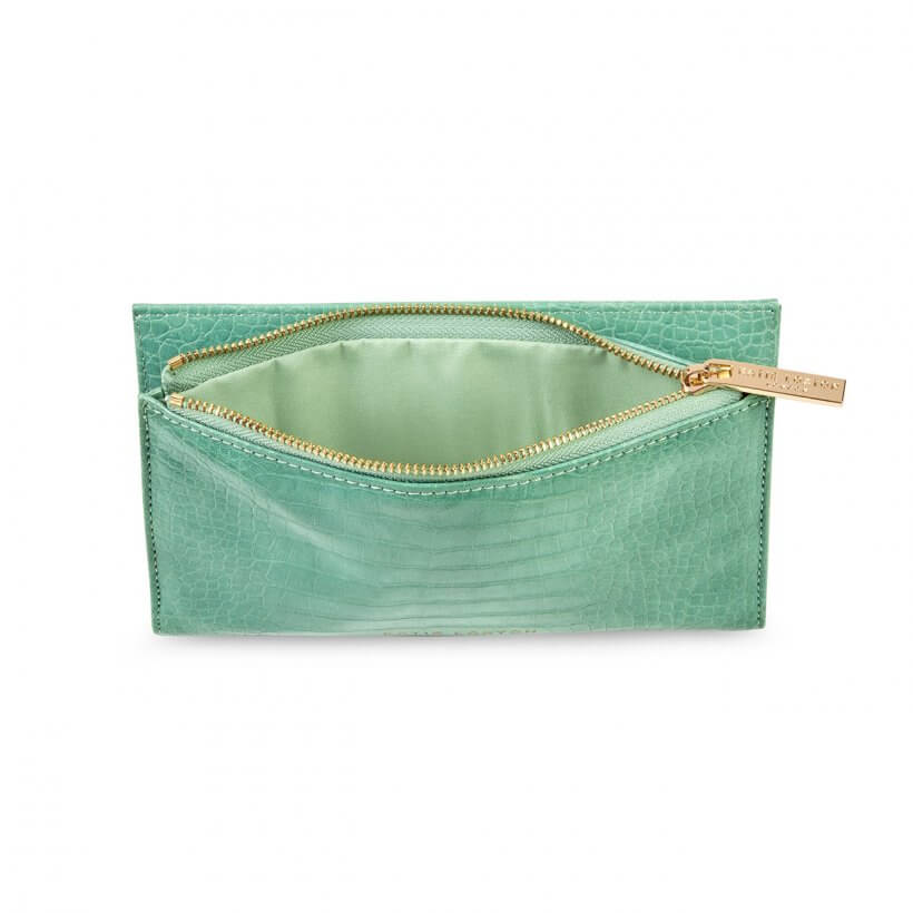 Celine Faux Croc Fold Out Purse | Mint Green