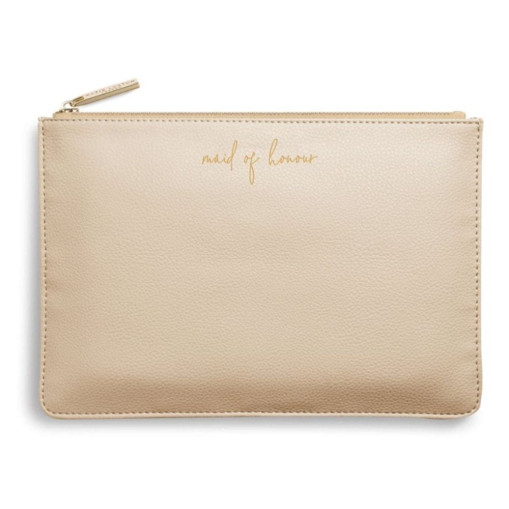 Pouch And Bracelet Gift Set | Maid Of Honour | Metallic Gold | 16 X 24cm