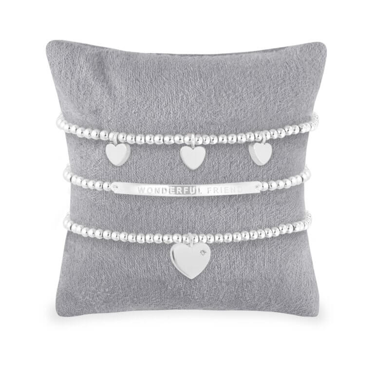 Occasion Gift Box | Merry Christmas Friend | Silver | Set Of 3 Bracelets | 17.5cm Stretch