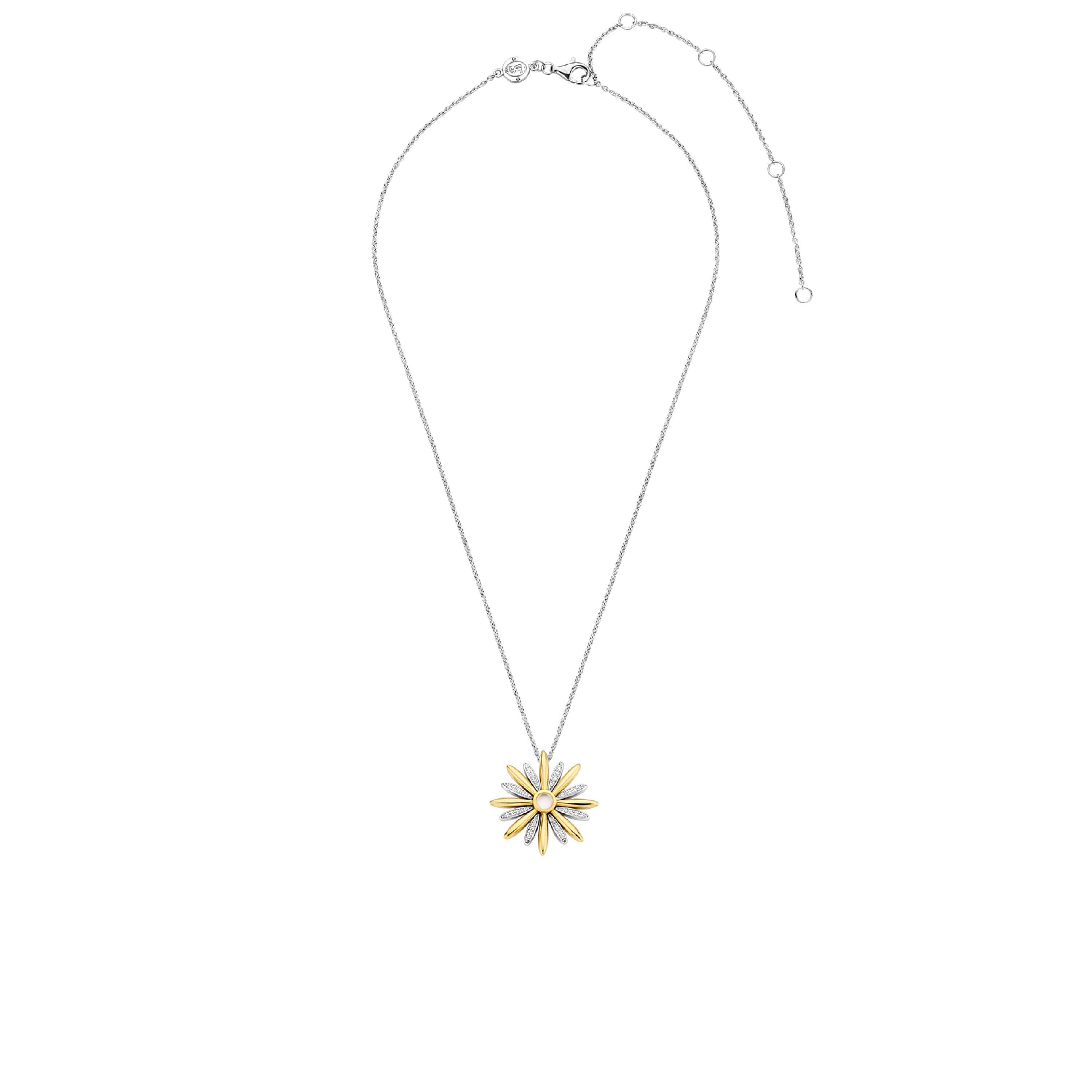 Gold Plated Pave CZ & MOP Star Pendant Necklace
