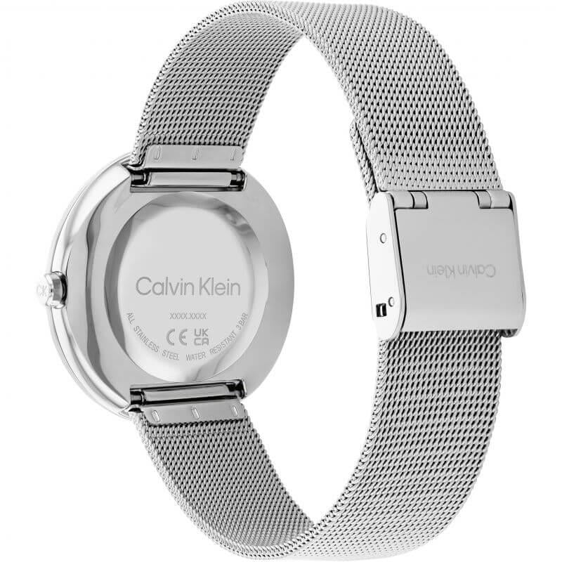 Twisted Bezel Silver Dial & Stainless Steel Mesh Bracelet Ladies Watch