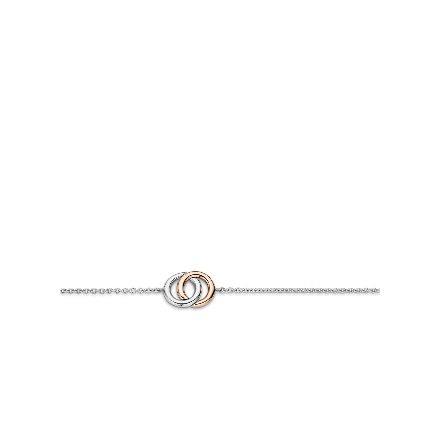 Silver & Rose Gold Tone Entwined Circles Chain Bracelet