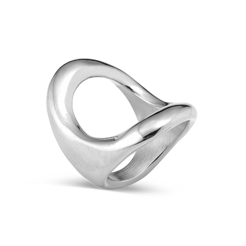 Silver Plated Ring With Large Central Oval
