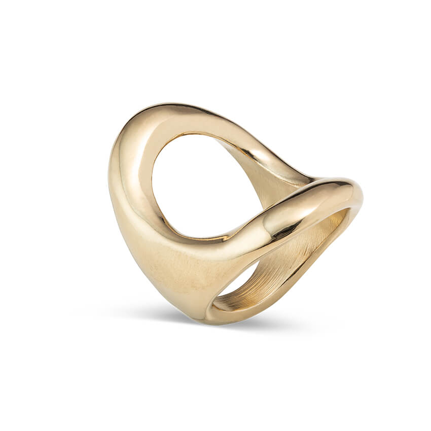 18k Gold Plated Ring With Large Central Oval