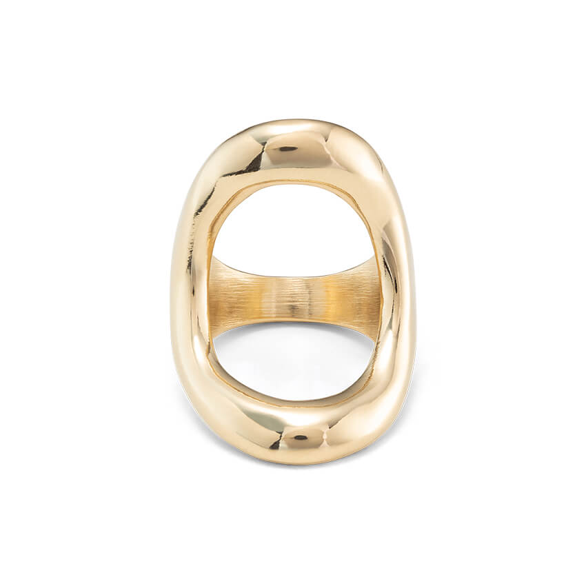 18k Gold Plated Ring With Large Central Oval