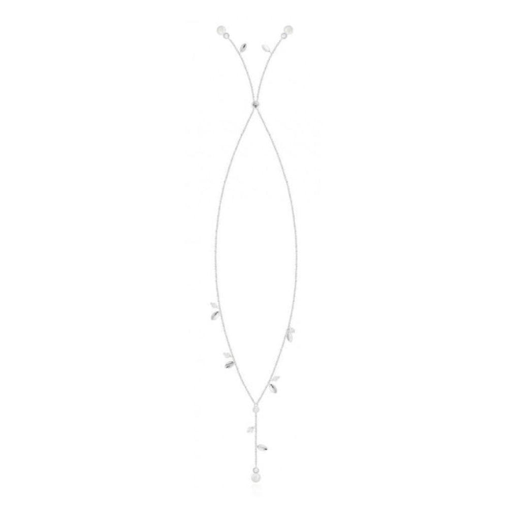 Happy Ever After Bridal Jewellery Pearl CZ Leaf Lariat Necklace