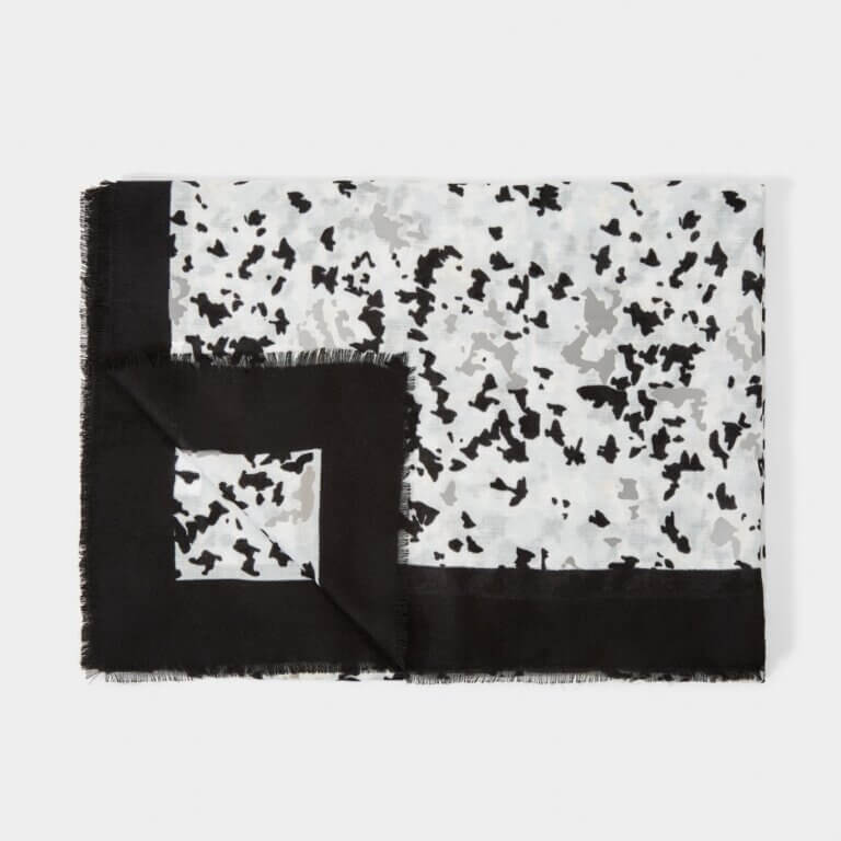 Abstract Bird Scarf | Dusty Blue/Silver