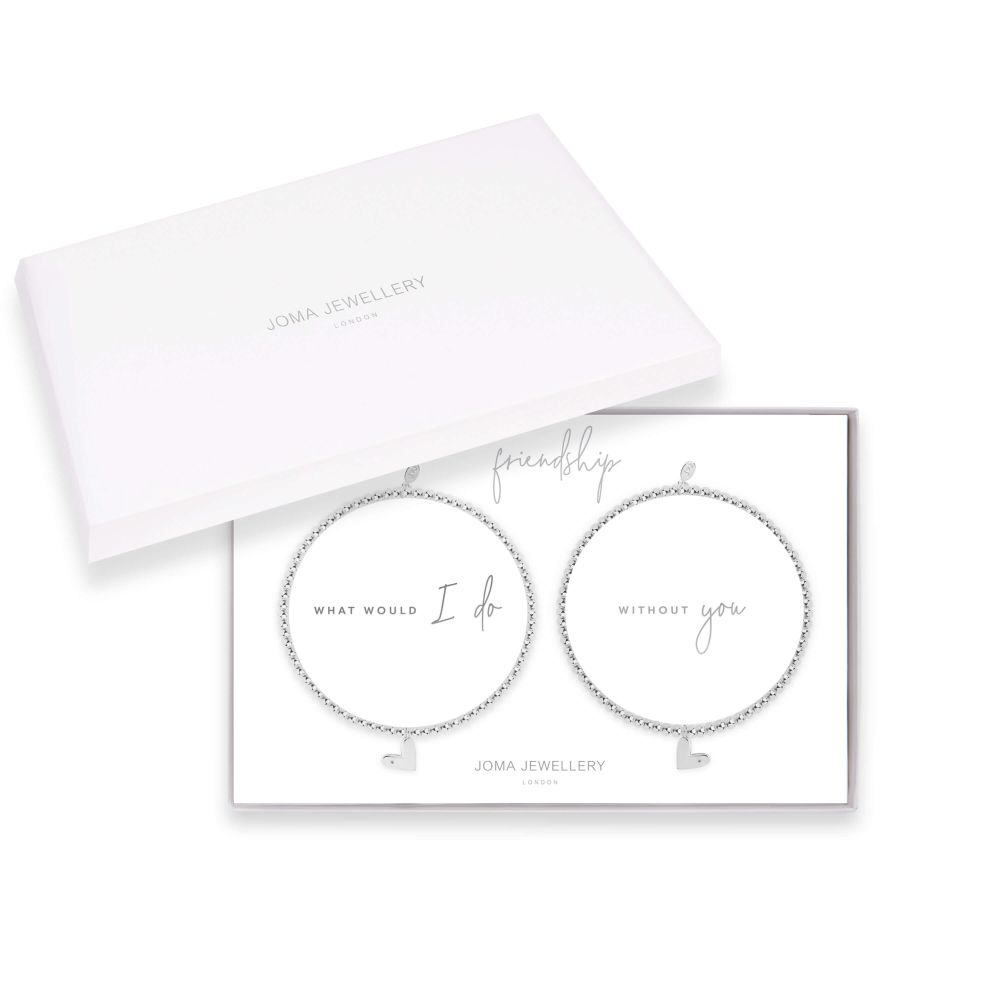 Bracelet Gift Set | Friendship | Silver | Set Of 2 Bracelets | 17.5cm Stretch