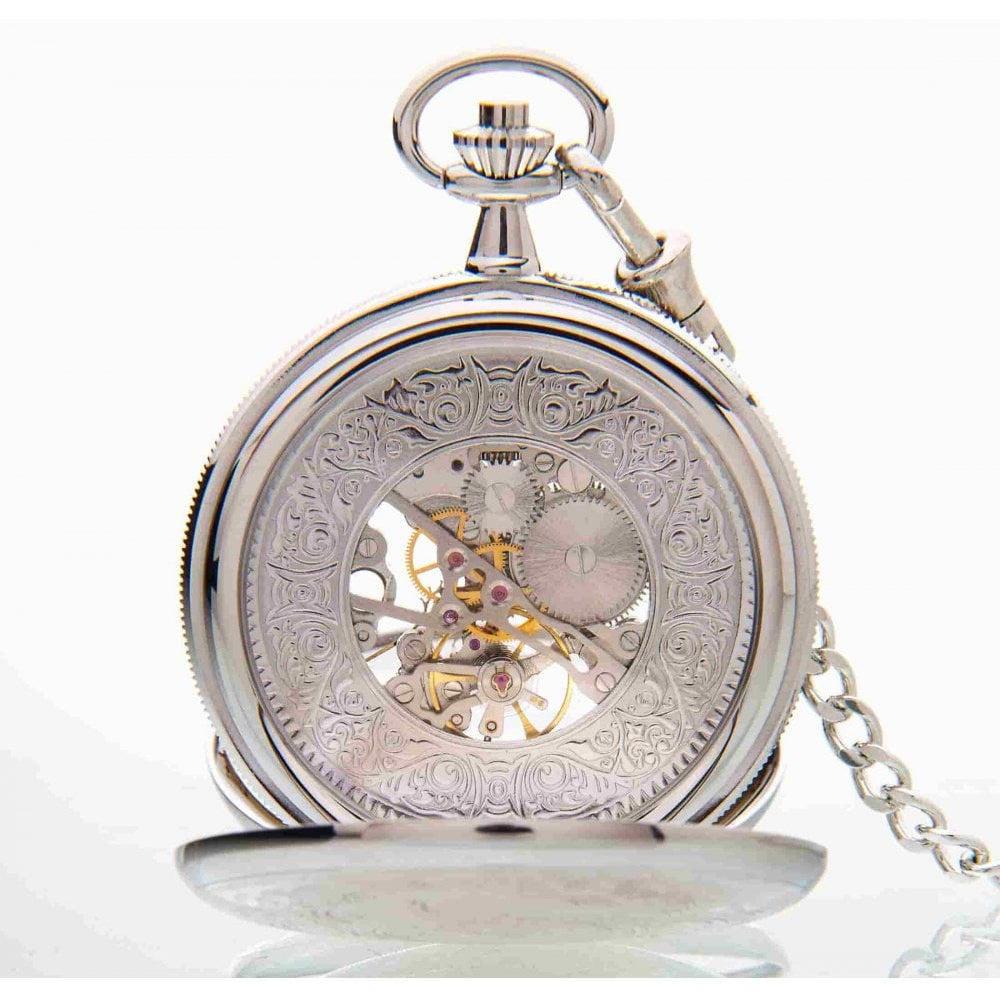 The Winchester - Chrome Pattern Double Hunter Mechanical Pocket Watch