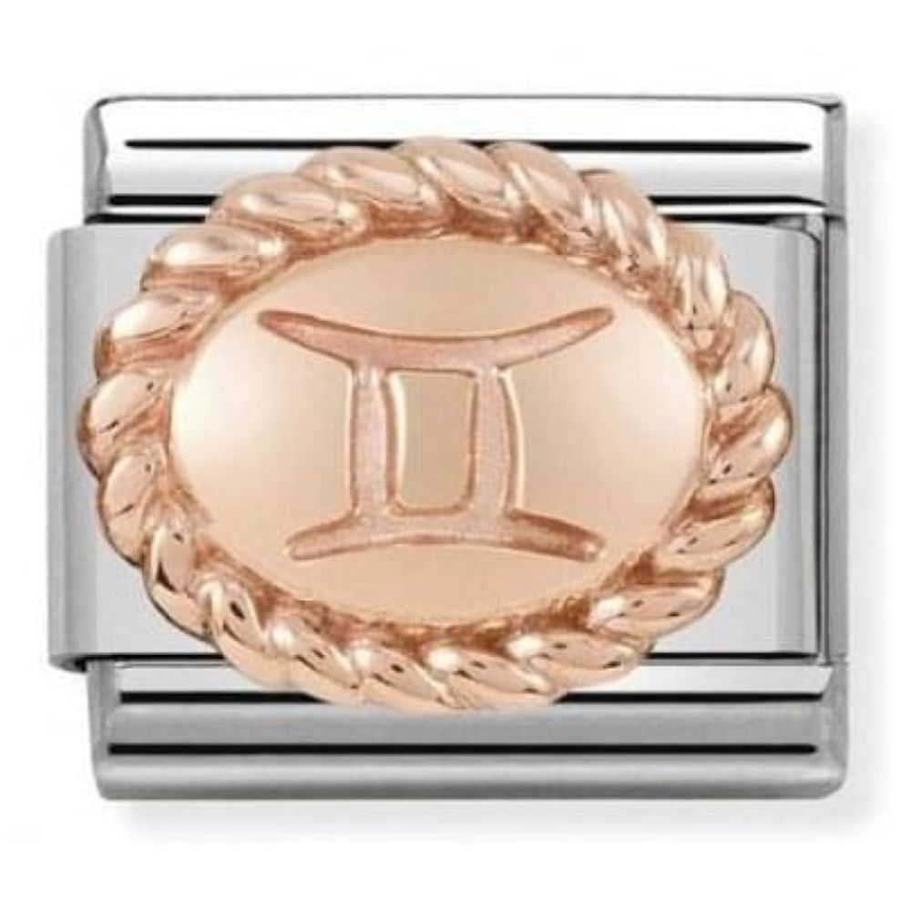 Classic Link In Stainless Steel With Rose Gold Zodiac Gemini