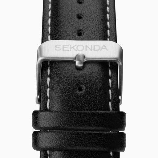 Silver Case with Green Dial & Leather Strap Men's Chronograph Watch