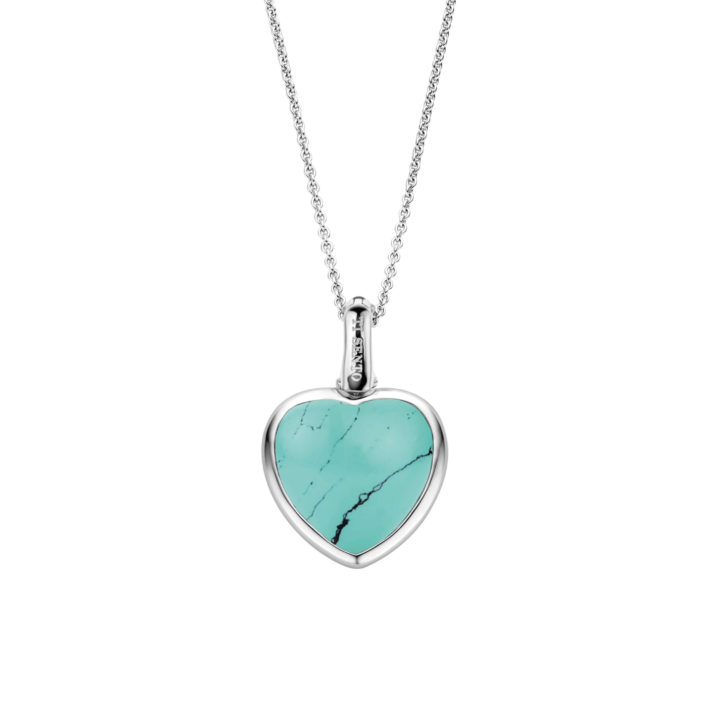 Turquoise Heart Shaped Silver Pendant Necklace