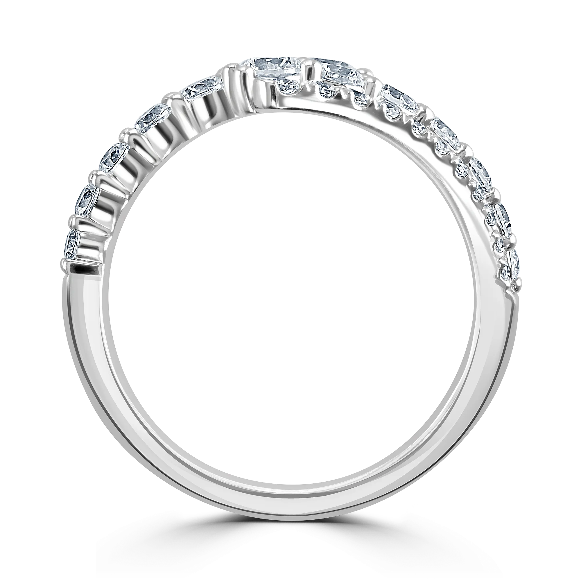 Bypass/Crossover Round Brilliant Cut Dress Platinum Ring
