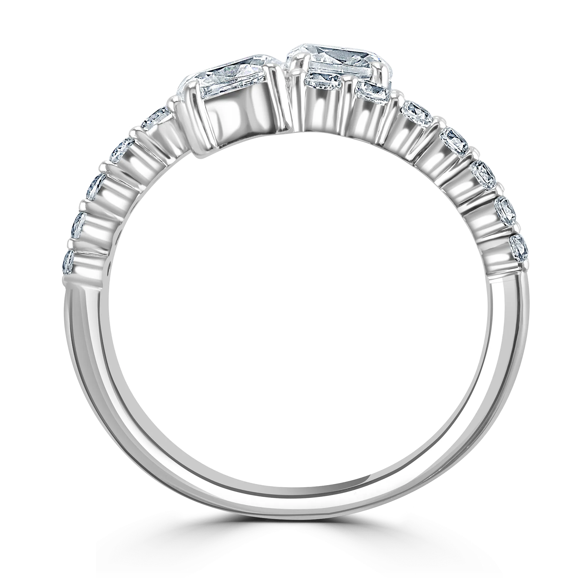 Crossover Oval & Round Cut Dress Platinum Ring