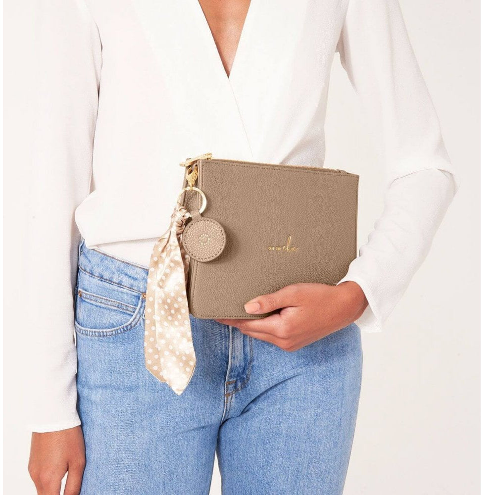 Stylish Structured Pouch | Oh So Chic | Taupe | 16 X 24 X 5 Cm