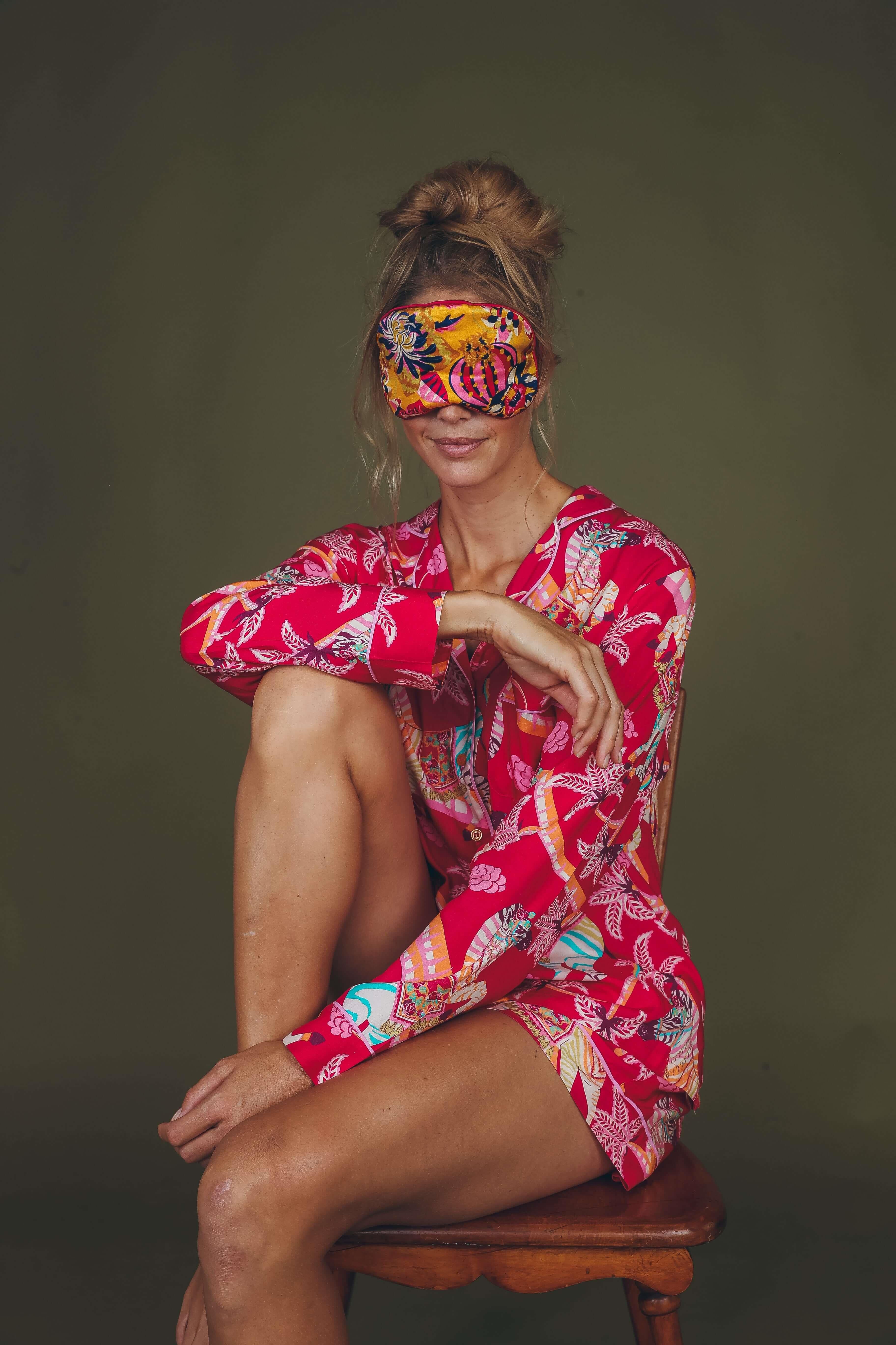 Fantasy Floral Silk Lavender Eye Mask - Mustard