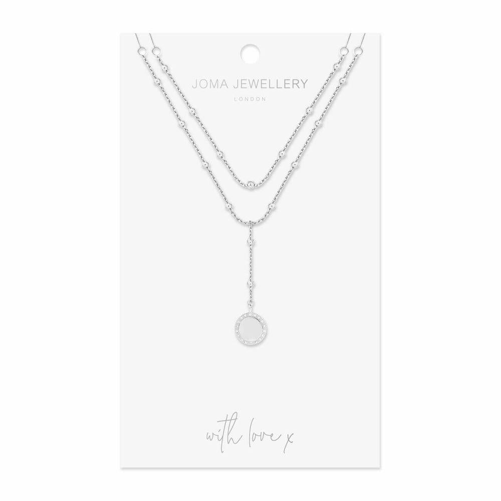 Laila Lariats | Silver Pave Lariat Necklace | Silver | Necklace | Inner Chain 40cm Outer Chain 45cm + 5cm Extender