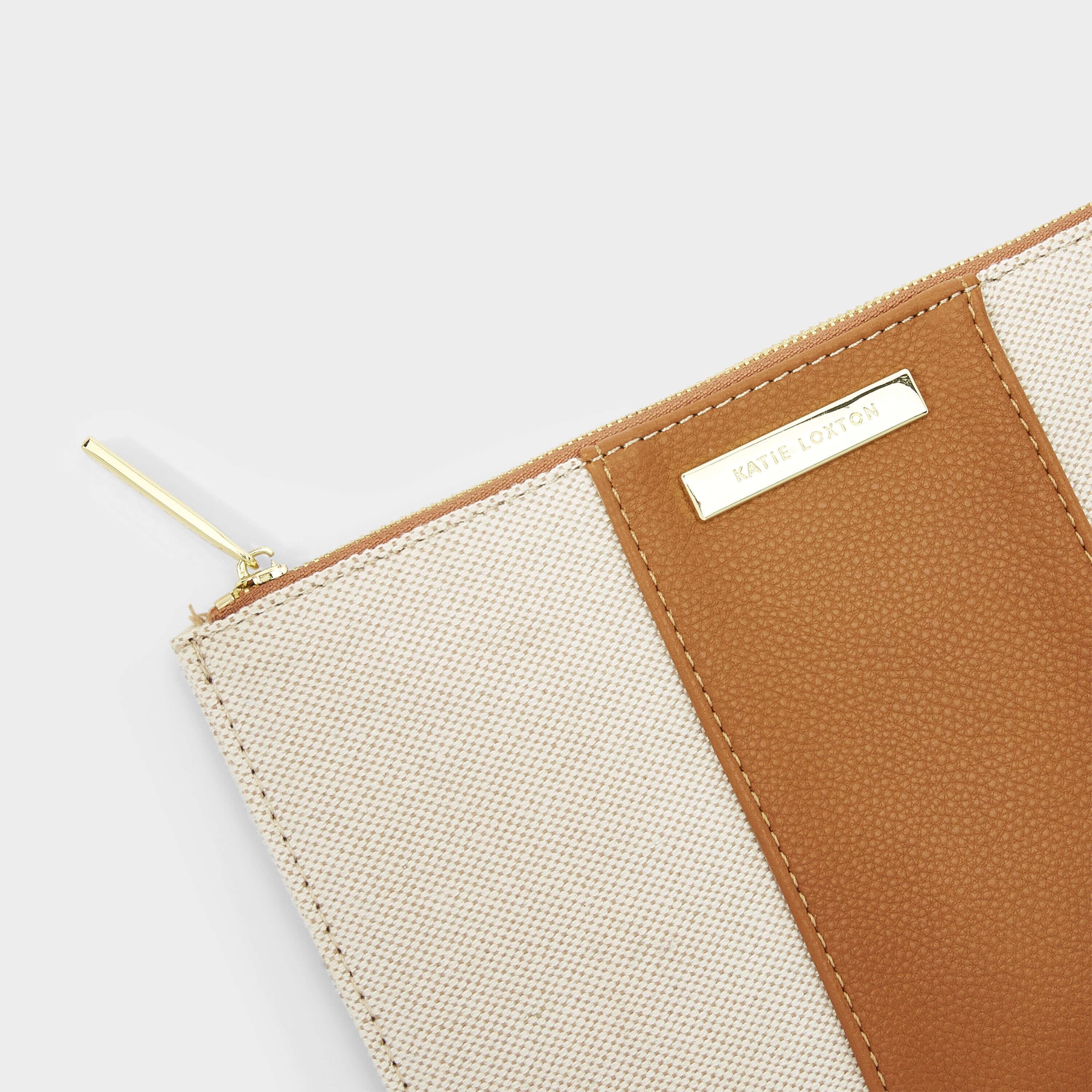 Amalfi Canvas Pouch | Cream/ Light Brown