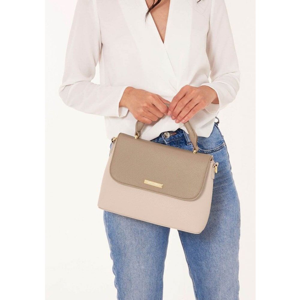 Talia Two Tone Messenger Bag | Taupe And Nude Pink | 19.5 X 24.5 X 8cm